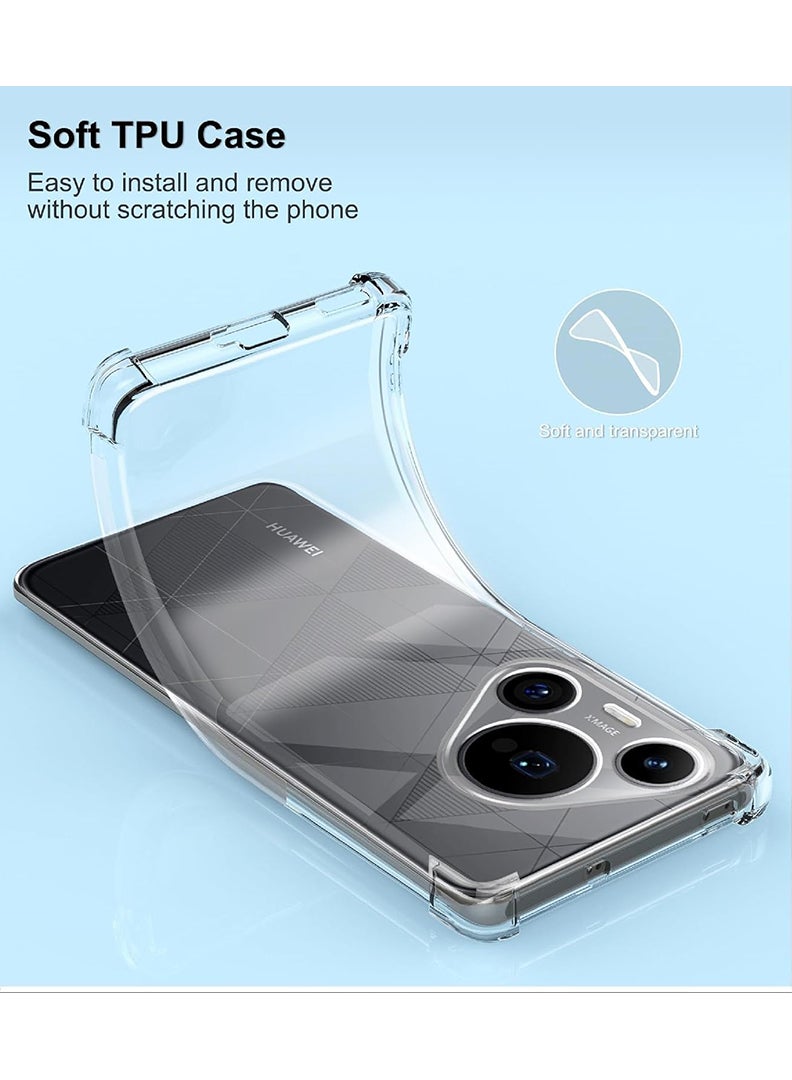 Theodor Huawei Pura 70 Pro Clear Case, Shock-Absorption TPU Cell Phone Cover with Reinforced Corners, Soft Flexible & Crystal Clear Protective Bumper Case - Image 3