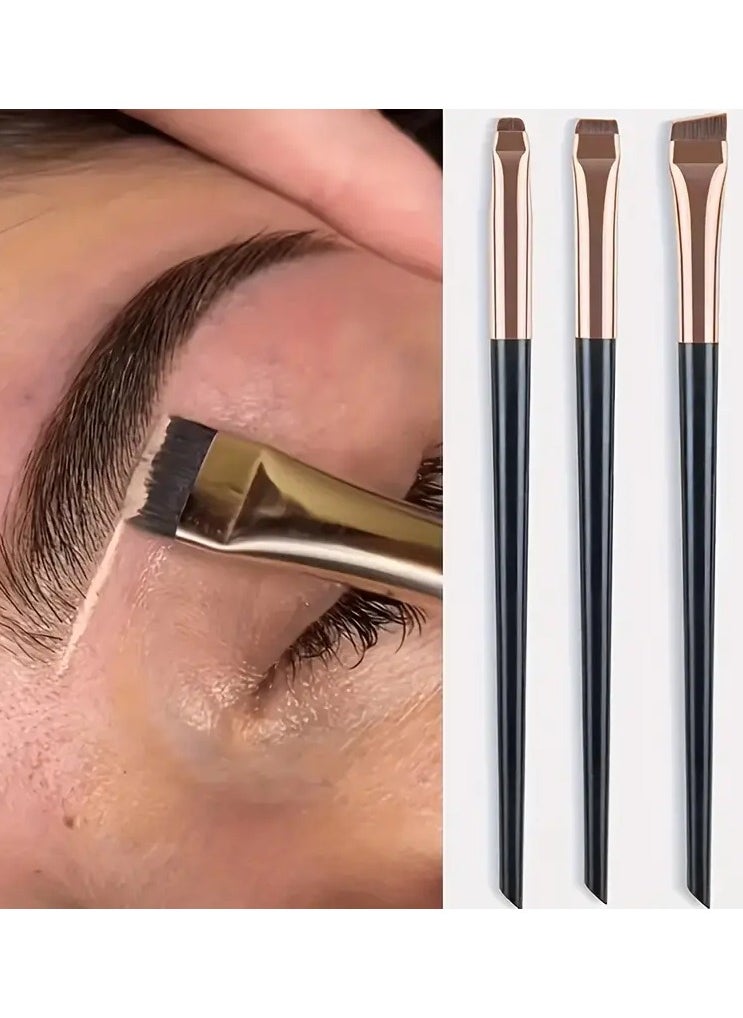 Goolsky - 3Pcs Ultra-Thin Eyebrow Brush Set - Angled Precision Eyeliner Makeup Brushes, Synthetic Bristles Slanted Eye Brow Tinting Kit - Image 1