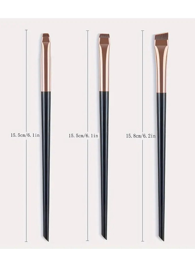 Goolsky - 3Pcs Ultra-Thin Eyebrow Brush Set - Angled Precision Eyeliner Makeup Brushes, Synthetic Bristles Slanted Eye Brow Tinting Kit - Image 1