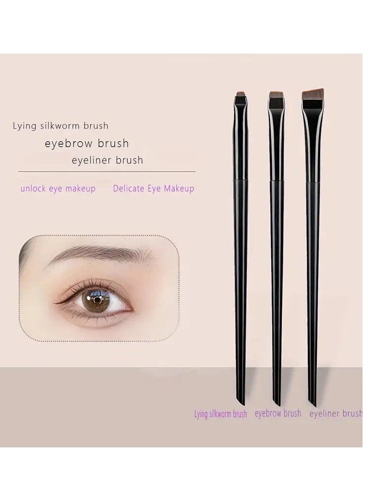 Goolsky - 3Pcs Ultra-Thin Eyebrow Brush Set - Angled Precision Eyeliner Makeup Brushes, Synthetic Bristles Slanted Eye Brow Tinting Kit - Image 1