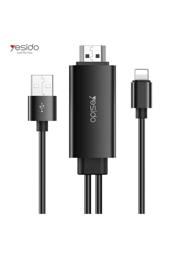Yesido Yesido HM04 USB Charging 1080P 60HZ Lightning To HDMI Cable Adapter - Black  - Image 1