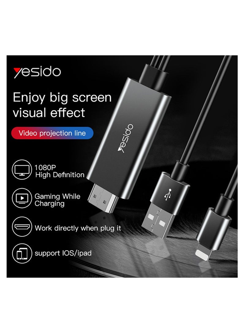 Yesido Yesido HM04 USB Charging 1080P 60HZ Lightning To HDMI Cable Adapter - Black  - Image 2