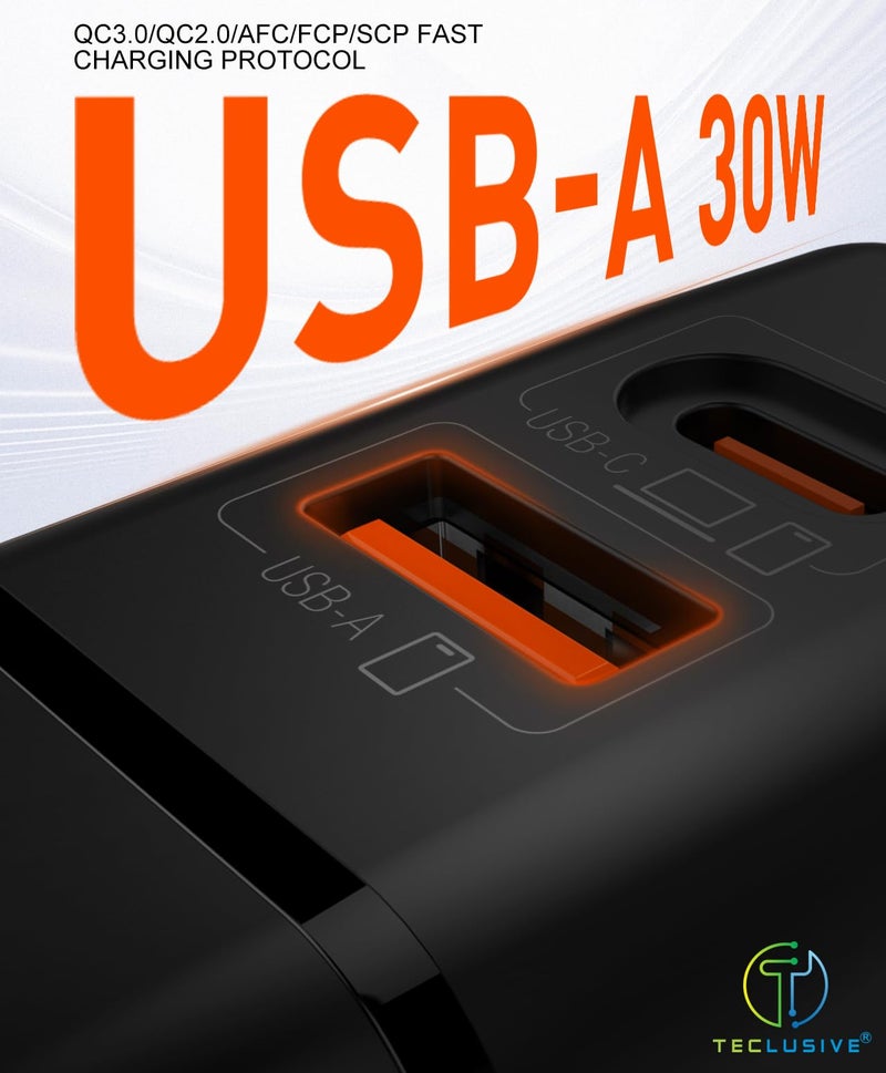 T Teclusive 65W Gan Charger Type C Compatible with iPhone 16 15 Galaxy S25 S24 Ultra MacBook Air Pro Laptop | EU UK US AU World Plug with PD QC USB C Super Fast Charging Travel Adapter - Image 5