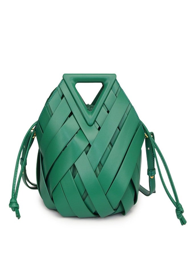 Gimue Vegan Leather Clutch Purses for Women, Woven Bucket Crossbody Shoulder Bag, Cute Top Handle Adjustable Handbags Satchels - Image 1