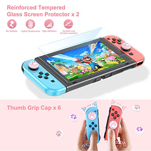 Younik Switch Accessories Bundle, 17 in 1 Pink Switch Accessories Kit for Girls Include Switch Carrying Case, Adjustable Stand, Protective Case for Switch Console & J-Con Pink - Image 5