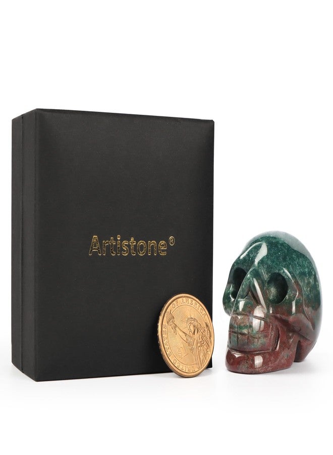 Artistone Ocean Jasper Skull Statue Hand Carved 2 Inch Gem Art Skull Statue Crystal Statue Halloween Decoration Spiritual Healing Stone Statue Skull (Ocean Jasper) - Image 5