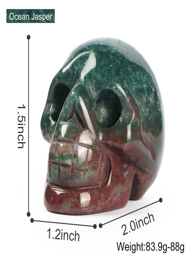 Artistone Ocean Jasper Skull Statue Hand Carved 2 Inch Gem Art Skull Statue Crystal Statue Halloween Decoration Spiritual Healing Stone Statue Skull (Ocean Jasper) - Image 3