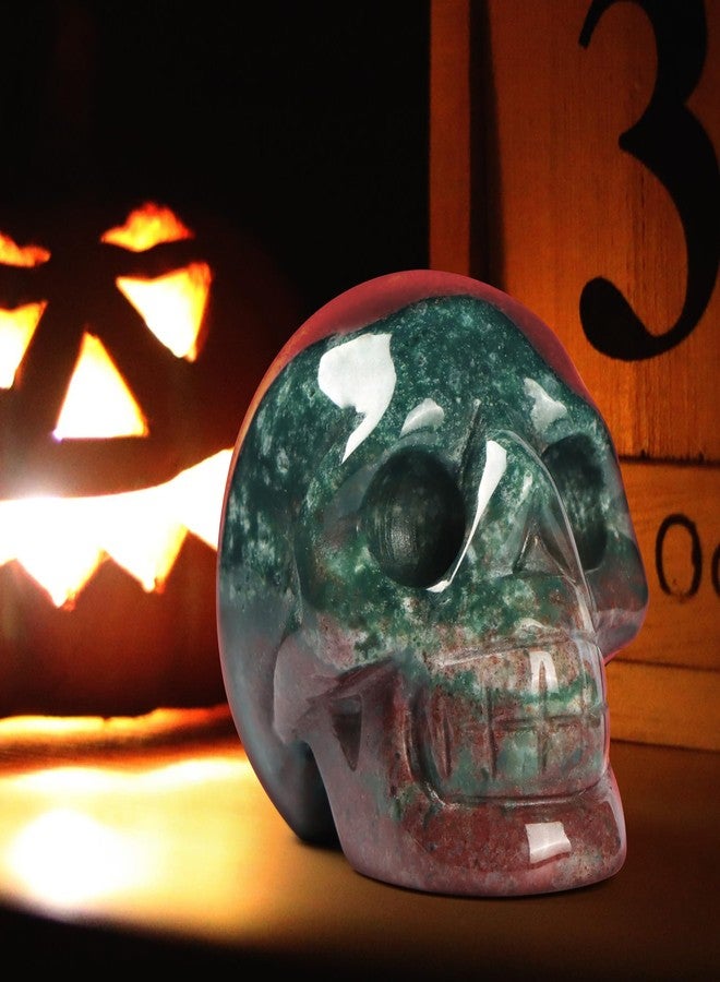 Artistone Ocean Jasper Skull Statue Hand Carved 2 Inch Gem Art Skull Statue Crystal Statue Halloween Decoration Spiritual Healing Stone Statue Skull (Ocean Jasper) - Image 4