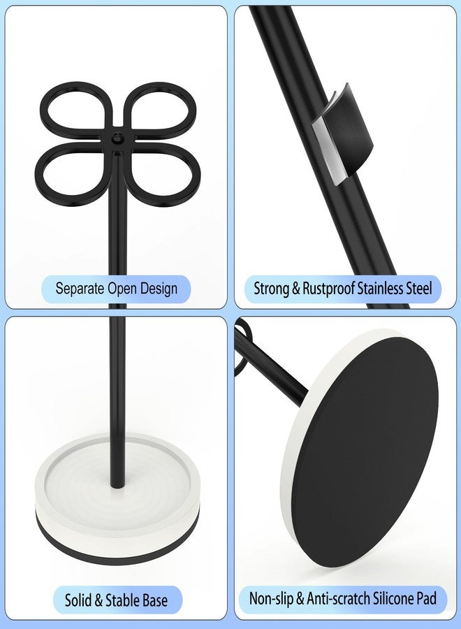 Luxspire Toothbrush Holder Stand, Stainless Steel Toothbrush Organizer with Diatomaceous Earth Base, Toothbrush Holder for Bathroom, Suitable for Home, Hotel Countertop Vanity, Matte Black - Image 3