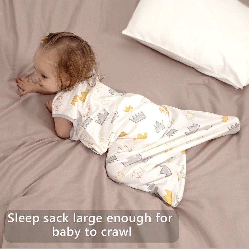 TILLYOU 2 Pack Baby Sleep Sack 12-18 Months 100% Cotton Wearable Blanket 0.5 TOG Sleeveless Summer Sleep Sacks with 2-Way Zipper, Gray Crown - Image 3