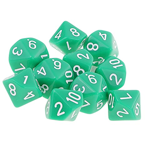 Yiotfandoll 10PCS Polyhedral Dice D10 Dice Acrylic 10 Sided Dice Game Dice for RPG MTG DND Dice Table Games Green - Image 5
