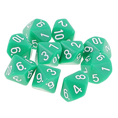Yiotfandoll 10PCS Polyhedral Dice D10 Dice Acrylic 10 Sided Dice Game Dice for RPG MTG DND Dice Table Games Green - Image 1