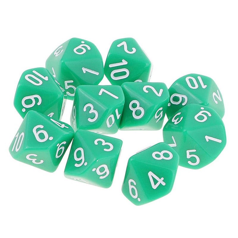 Yiotfandoll 10PCS Polyhedral Dice D10 Dice Acrylic 10 Sided Dice Game Dice for RPG MTG DND Dice Table Games Green - Image 3