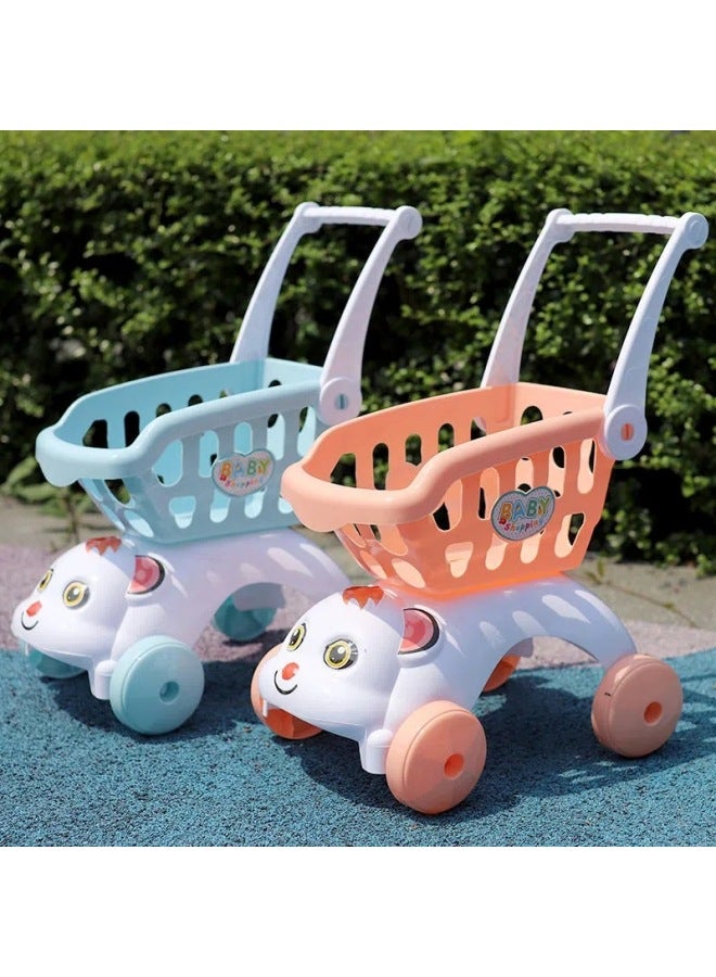 Children's House Tools Baby Simulation Supermarket Large Trolley Girls Shopping Cart Toys-Color:Chinese Food Blue Shopping Cart-Specifications:Large Shopping Cart + Chinese Food Toy - Image 5