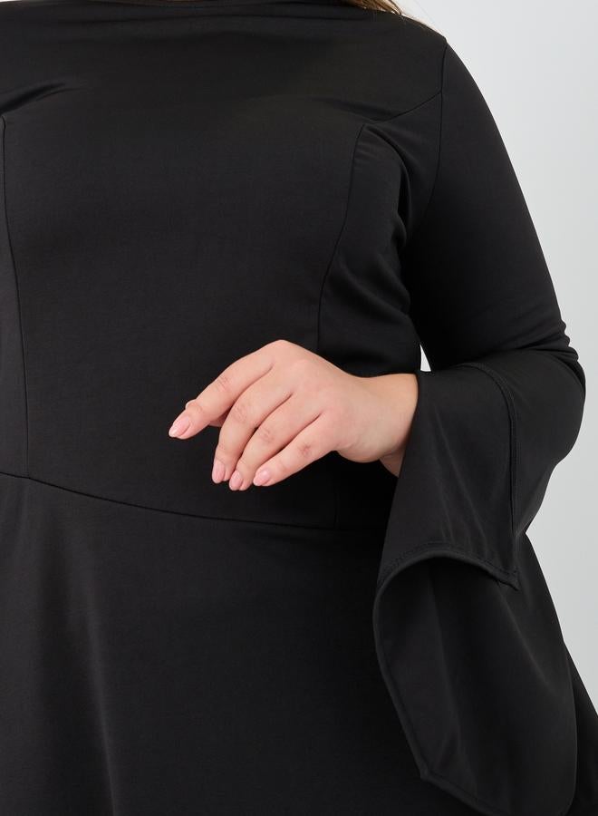 Styli Plus Size Pleated Long Sleeves A-Line Maxi Dress - Image 4