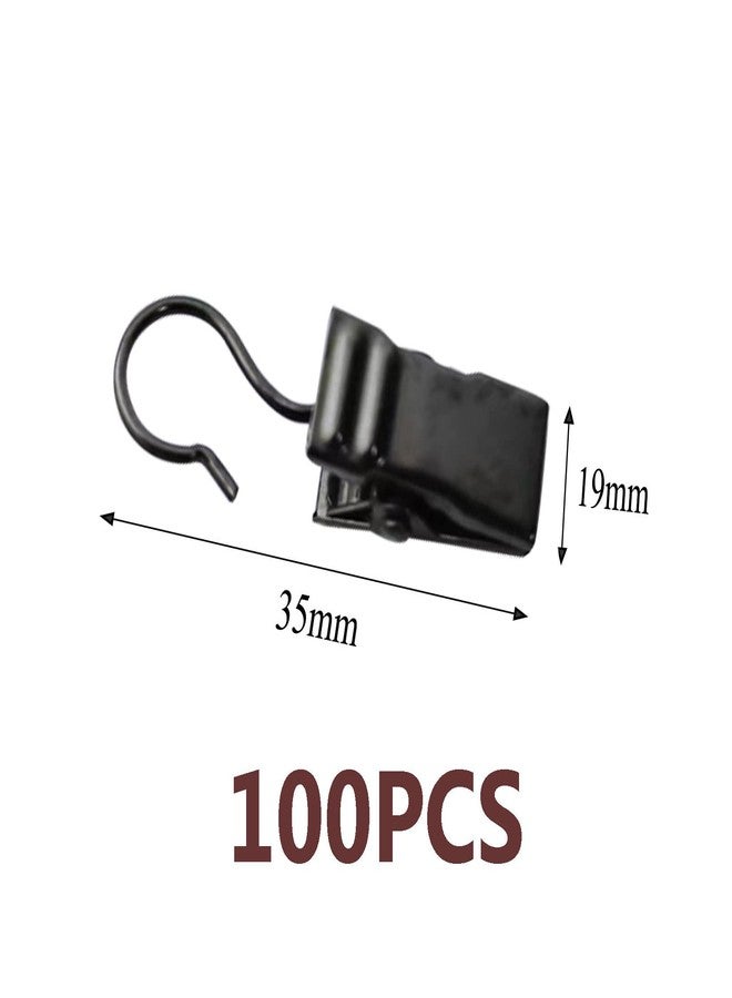 Markeny 100PCS Stainless Steel Metal Clips with Hook for Curtain, Photos, Art Craft Hanger Hanging Clips Home Decoration, Black - Image 2
