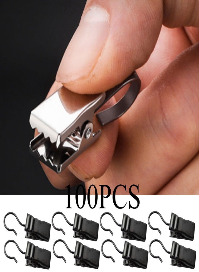 Markeny 100PCS Stainless Steel Metal Clips with Hook for Curtain, Photos, Art Craft Hanger Hanging Clips Home Decoration, Black - Image 4
