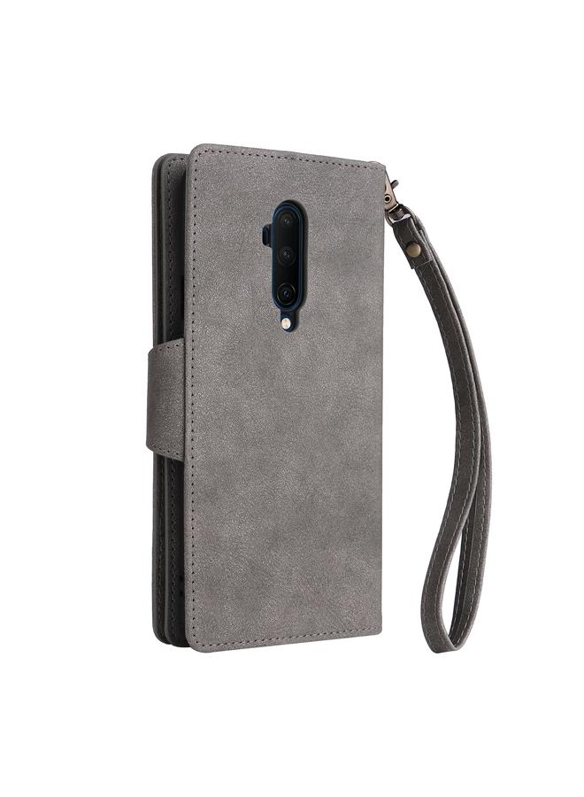 اس-توب جراب هاتف OnePlus 7T Pro مصنوع من الجلد مع مشبك برشام و9 بطاقات بثلاث طيات - Image 3