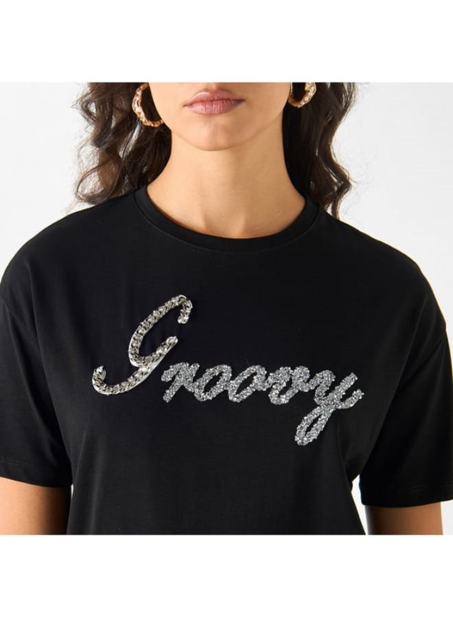 2Xtremz 2Xtremz Embellished T-shirt with Crew Neck and Short Sleeves  - Image 2