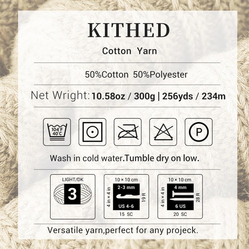 KITHED Cotton Yarnï¼Œ10.5ozï¼Œ526yardï¼Œ3 Pack ï¼ŒSoft Yarn for Crocheting and Knitting (14 Emerald Green) - Image 2