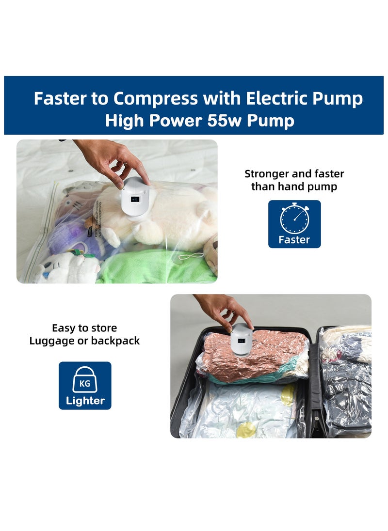 Vacuum Storage Bags, Pack of 12, (3 Jumbo 3 Large 3 Medium 3 Small) with Free 55W Electric Pump, Reusable Space Saver Compression Bags for Travel, Ideal for Clothes, Bedding, Duvets