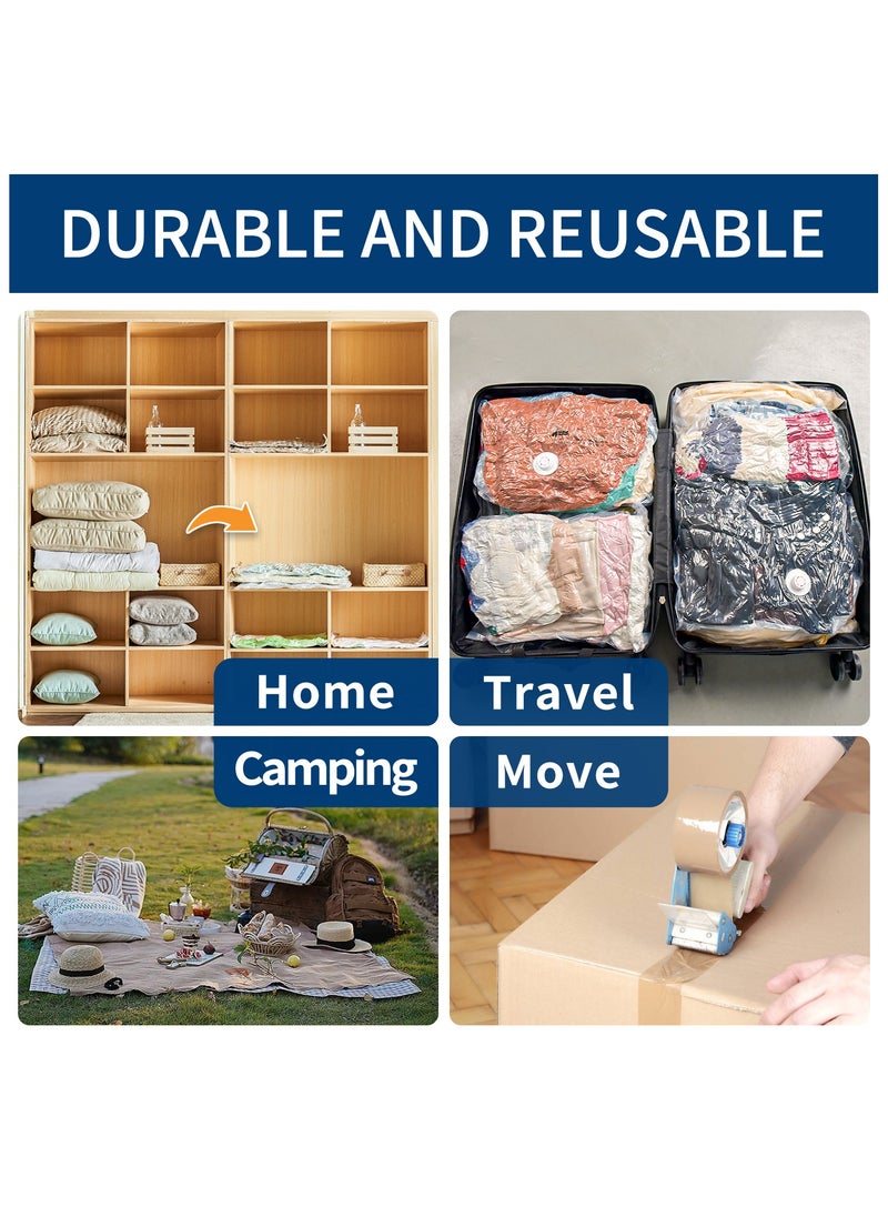 Vacuum Storage Bags, Pack of 12, (3 Jumbo 3 Large 3 Medium 3 Small) with Free 55W Electric Pump, Reusable Space Saver Compression Bags for Travel, Ideal for Clothes, Bedding, Duvets