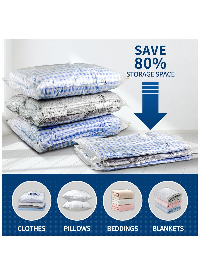 Vacuum Storage Bags, Pack of 12, (3 Jumbo 3 Large 3 Medium 3 Small) with Free 55W Electric Pump, Reusable Space Saver Compression Bags for Travel, Ideal for Clothes, Bedding, Duvets