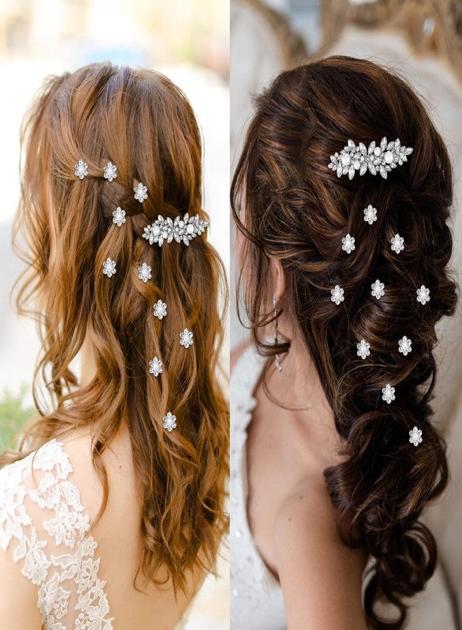 AMCAMI 12PCS Rhinestone Hair Clips,Pearl Sliver Wedding Hair Clips for Women, Fancy Flower Cute Hair Accessories For Bride Bridesmaid Prom - Image 5