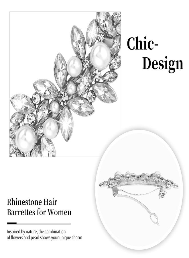 AMCAMI 12PCS Rhinestone Hair Clips,Pearl Sliver Wedding Hair Clips for Women, Fancy Flower Cute Hair Accessories For Bride Bridesmaid Prom - Image 2