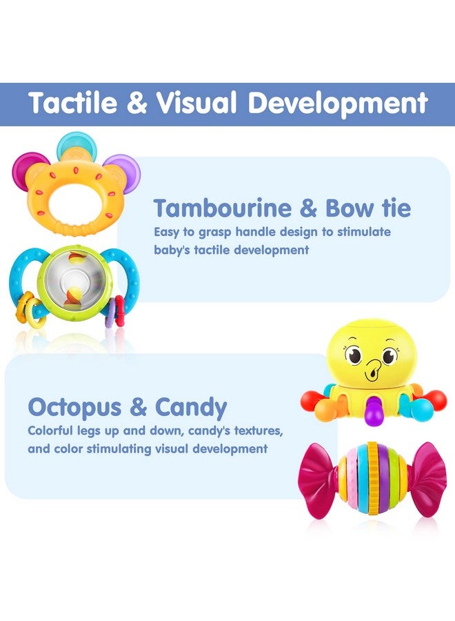 iPlay, iLearn 10pcs Baby Rattles Toys Set, Infant Grab Shake Rattle, Easy Hold Sensory Teether, Babies Development Learning Music Toy, Newborn Shower Birthday Gift 1 2 3 4 5 6 7 9 10 12 Month Boy Girl - Image 4