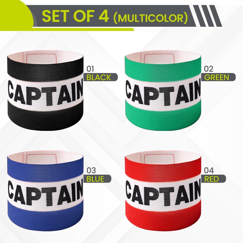 GISCO Captain Arm Band | Elastic Football/Soccer Arm Band | Set of 4 | Multi-Colour | Senior | Free Size - Image 2