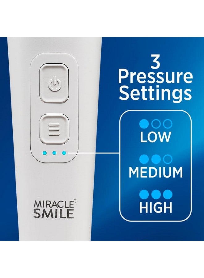 Ontel Miracle Smile Water Flosser for Teeth&Gum Health, Unique H-Shaped Flossing Head&4 Water Jets, Cordless Water Flosser Features 360° Cleaning&3 Pressure Modes, USB Rechargeable Dental Floss, White - Image 3