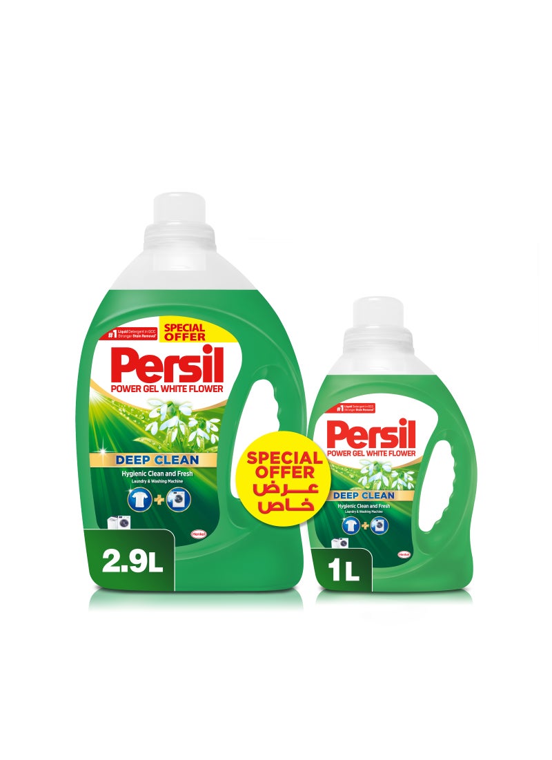 برسيل جل غسيل ملابس قوي التنظيف بتقنية التنظيف العميق، زهرة بيضاء 2.9لتر + 1لتر