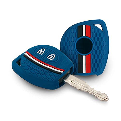 Keyzone Striped Silicone Key Cover for Suzuki Jimny,Fronx,Swift,Dzire,Baleno,Eritga,Grand Vitara,Brezza,e-Vitara,Ciaz,WagonR,Alto,Scross,Ignis 2B Remote Key(Blue) - Image 1