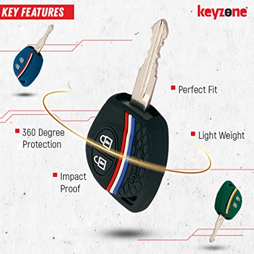 Keyzone Striped Silicone Key Cover for Suzuki Jimny,Fronx,Swift,Dzire,Baleno,Eritga,Grand Vitara,Brezza,e-Vitara,Ciaz,WagonR,Alto,Scross,Ignis 2B Remote Key(Blue) - Image 2