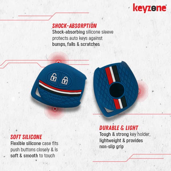 Keyzone Striped Silicone Key Cover for Suzuki Jimny,Fronx,Swift,Dzire,Baleno,Eritga,Grand Vitara,Brezza,e-Vitara,Ciaz,WagonR,Alto,Scross,Ignis 2B Remote Key(Blue) - Image 4
