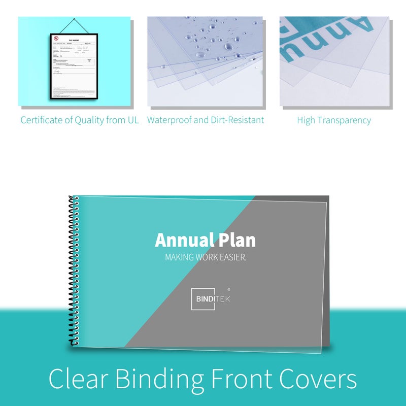 Binditek 100 Pack Binding Covers and Backs Set, 8.5 x 14 Inches, 50 Clear PVC (8Mil), 50 Sand-Textured Polycovers (12Mil), Legal Size - Image 4
