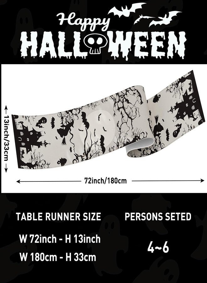 CHAMBERY Halloween Table Runner,72 Inches Spooky Haunted House Bats Tree Ghost Witch Table Runner for Halloween, Table Decoration/Party Dinner Table Decor,Kitchen,Mantel,Bedroom Decoration - Image 3