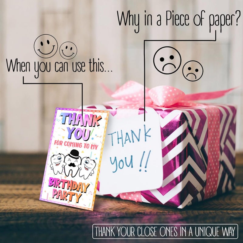 Zyozique ZYOZIQUE Tooth Theme Thank You Tags for Making My Party Little Special Multi Color Tooth Theme Thank You Card for Birthday Thanks Giving Favor Pack Of 20  - Image 4