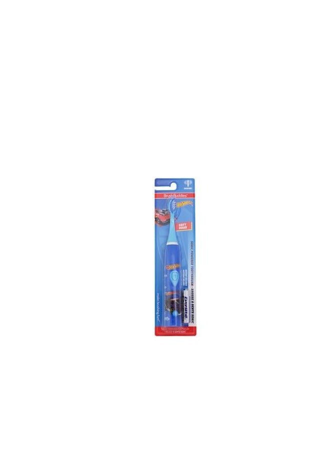 Brush Buddies Brush Buddies Hot Wheels Battery Powered Sonic Electric Kids Toothbrush, Soft Bristles, Rounded Head, Children, Boys, Girls. Blue