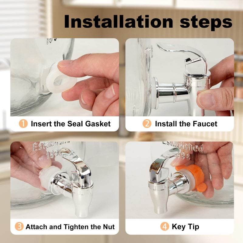 2-Pack 1 Gallon Glass Laundry Detergent Dispenser Set with Bamboo Lids and Stand - Liquid Soap and Fabric Softener Dispensers with Spigots, Cups, Labels and Mats, Laundry Room Organization and Storage - Image 5