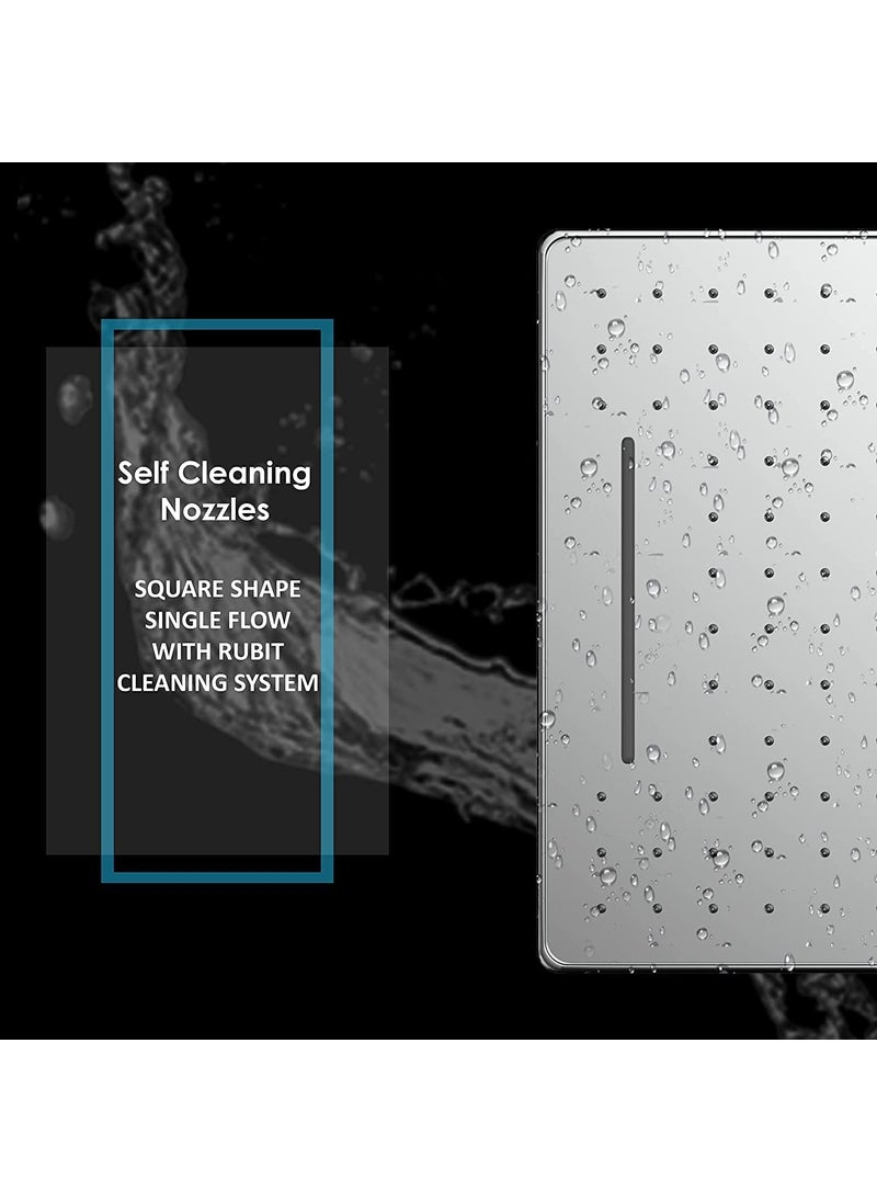 FULMINE FULMINE Stainless Steel 304 Premium Waterfall Shower 8 InchSuper heavy Self cleaning with 24 Inch Rectangle Shower Arm  - Image 5