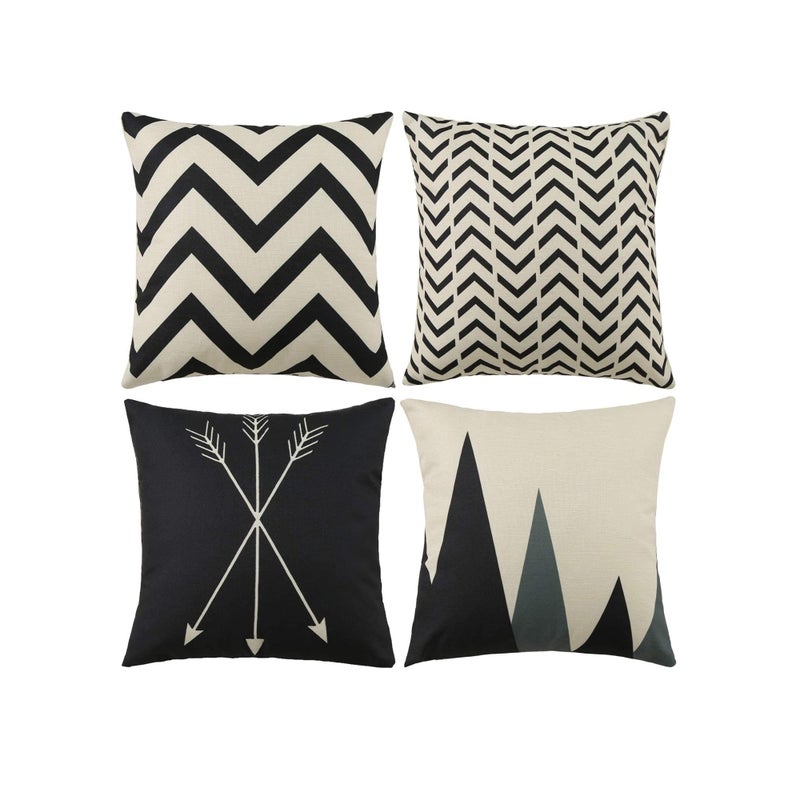 SOLARAE Throw Pillow Covers, Modern Pattern Linen Square Pillow Cushion Case for Sofa Couch Bed Home Outdoor Car - Image 1