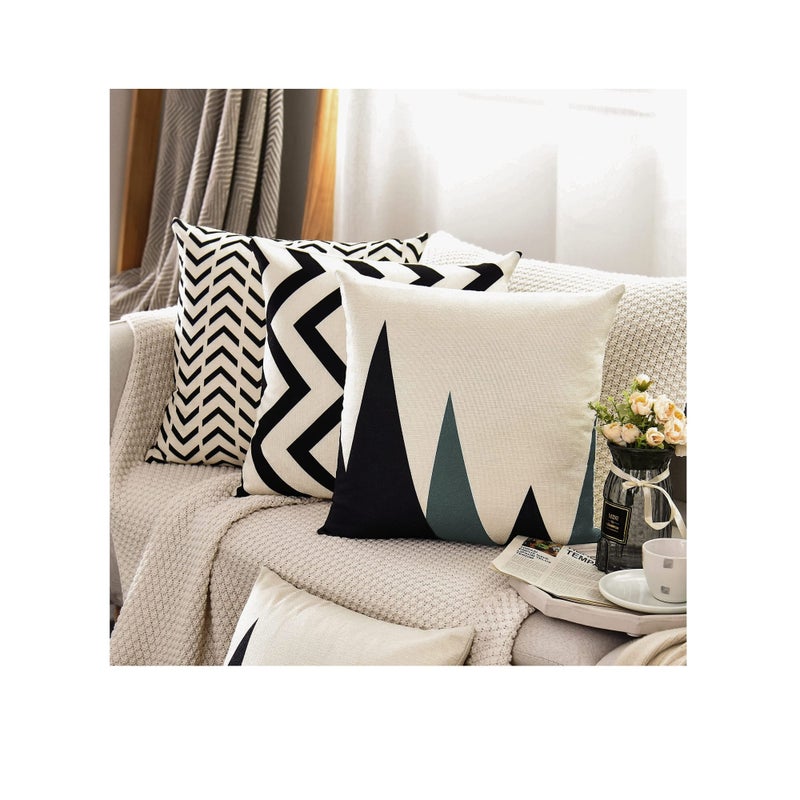 SOLARAE Throw Pillow Covers, Modern Pattern Linen Square Pillow Cushion Case for Sofa Couch Bed Home Outdoor Car - Image 2