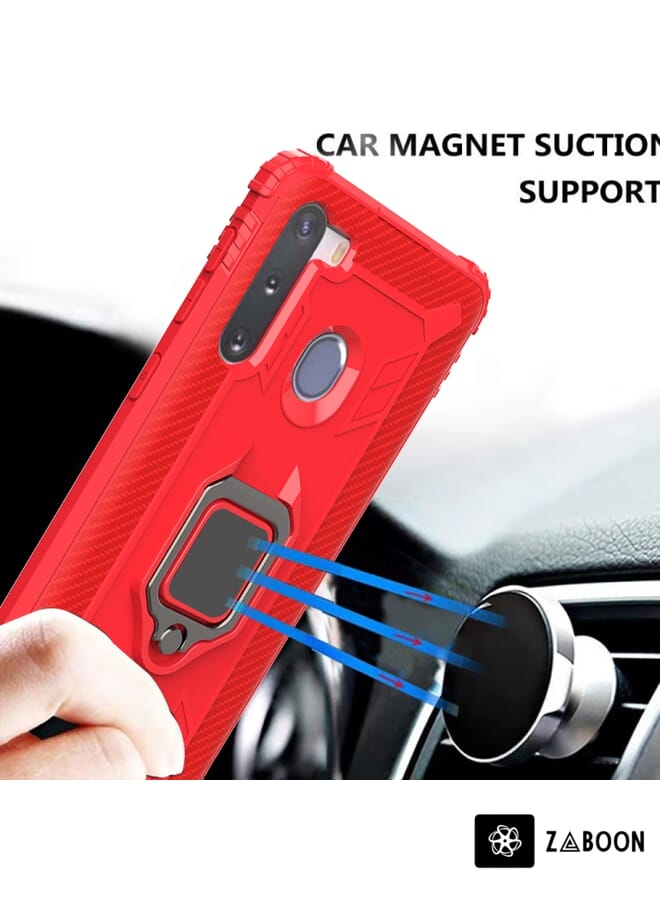 Zaboon Protective Case Cover For Samsung Galaxy M11 Carbon Fiber Protective Case with 360 Degree Rotating Ring Holder - Image 3