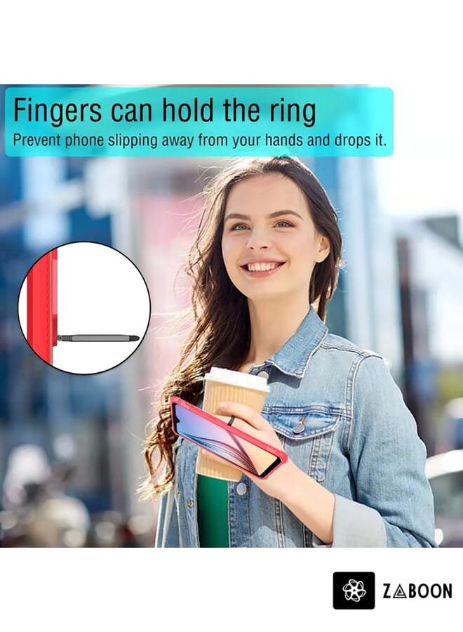 Zaboon Protective Case Cover For Samsung Galaxy M11 Carbon Fiber Protective Case with 360 Degree Rotating Ring Holder - Image 4