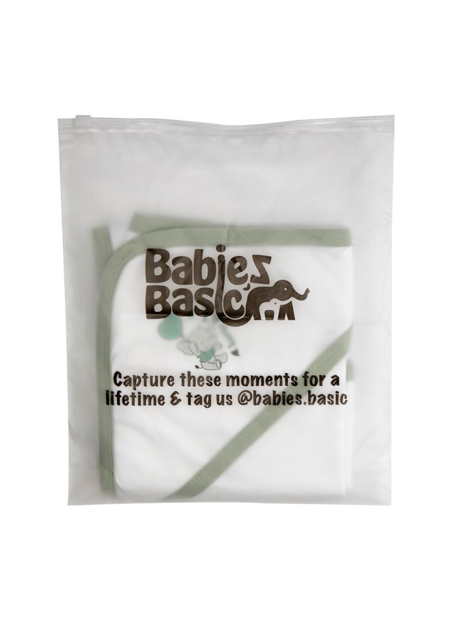 Babies Basic 100% Cotton Blanket, Receiving Blanket For New Born, 75*75Cm , Green  - Image 4
