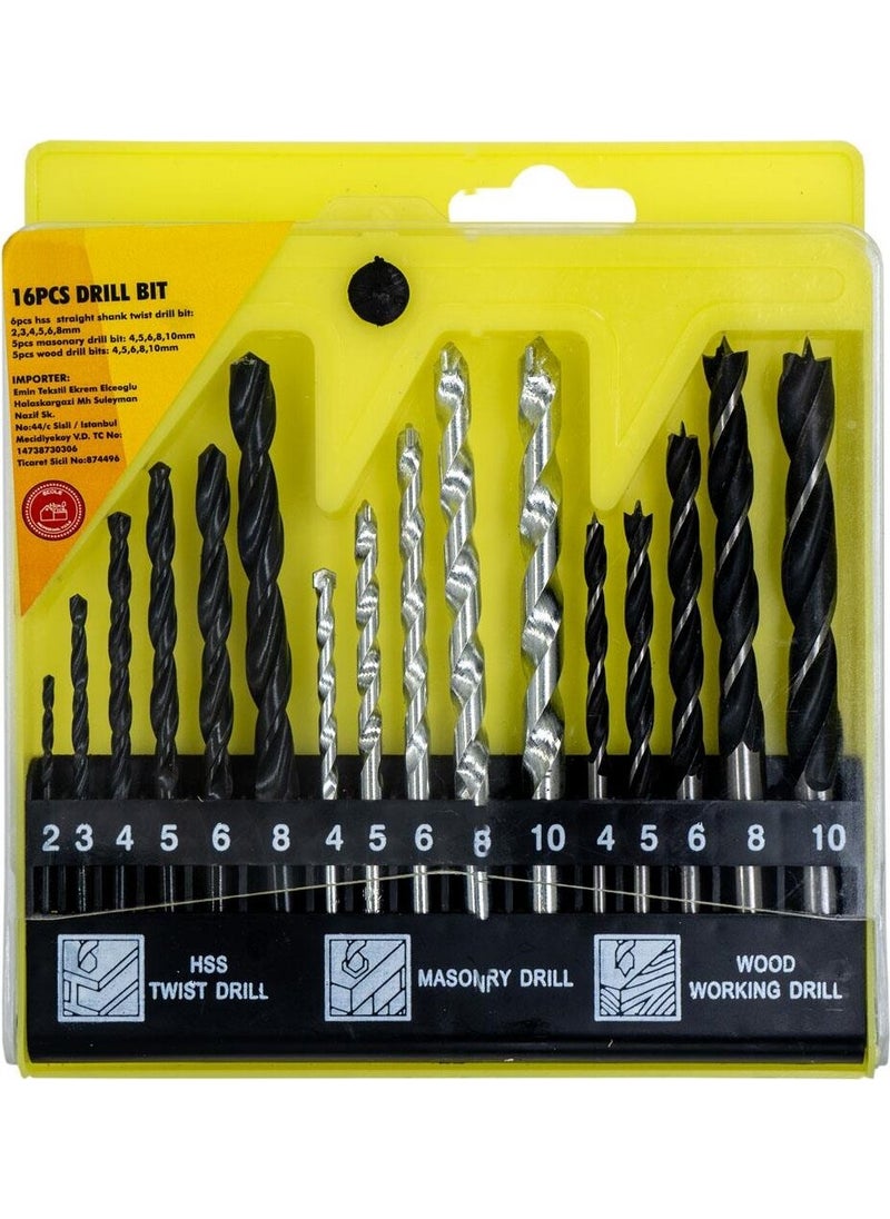 TiTi 5186 Drill Bit Set (Wood-Metal-Concrete) 16 Pieces  - Image 2