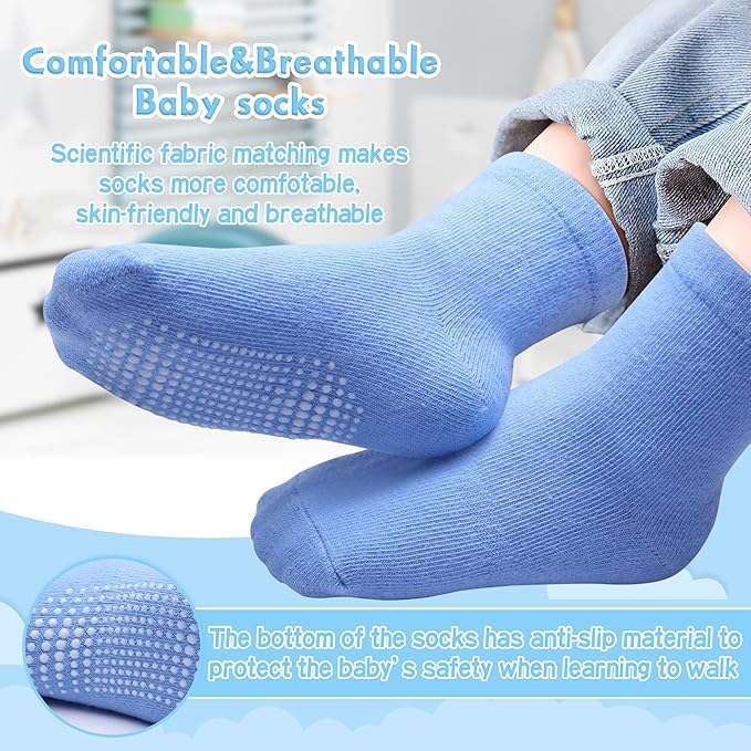TEDDYIFY Non Slip Grip Ankle Boys and Girls Athletic Crew Socks for Babies Toddlers and Kids (12-18 Months, Pack of 6) - Image 5