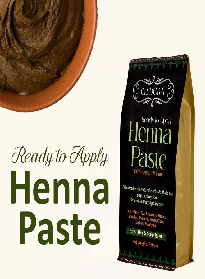 CLYDORA Ready to Apply Henna Paste for Hair - 100% Natural & Pure, Enriched with Herbs & Black Tea | Long-Lasting Stain, Smooth Easy Application | For All Hair & Scalp Types | 220gm - Image 4